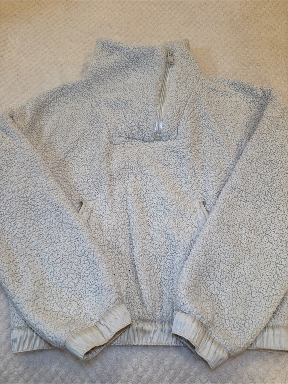 Athleta Cozy Sherpa Half-Zip Pullover Sweater in Cream